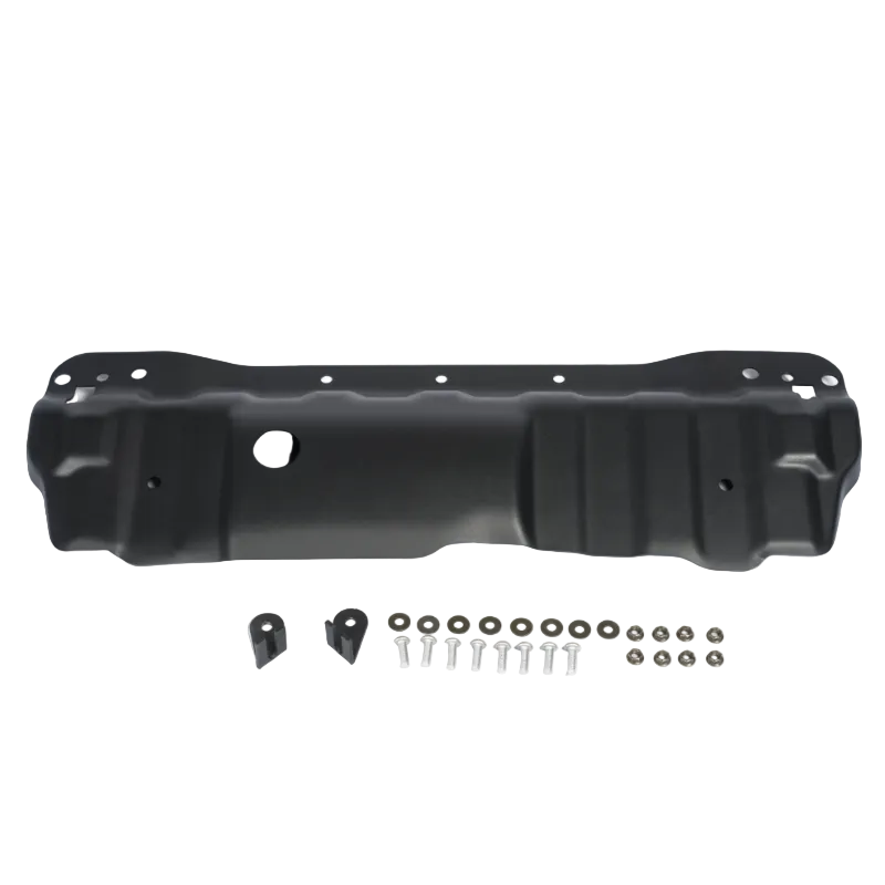 assembly view of 2007–2018 Jeep Wrangler JK 10th Anniversary front skid plate on white background