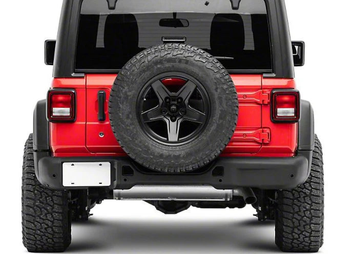 2007–2018 Jeep Wrangler JK 10th Anniversary rear bumper installed on red Jeep Wrangler