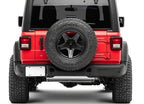 2007–2018 Jeep Wrangler JK 10th Anniversary rear bumper installed on red Jeep Wrangler