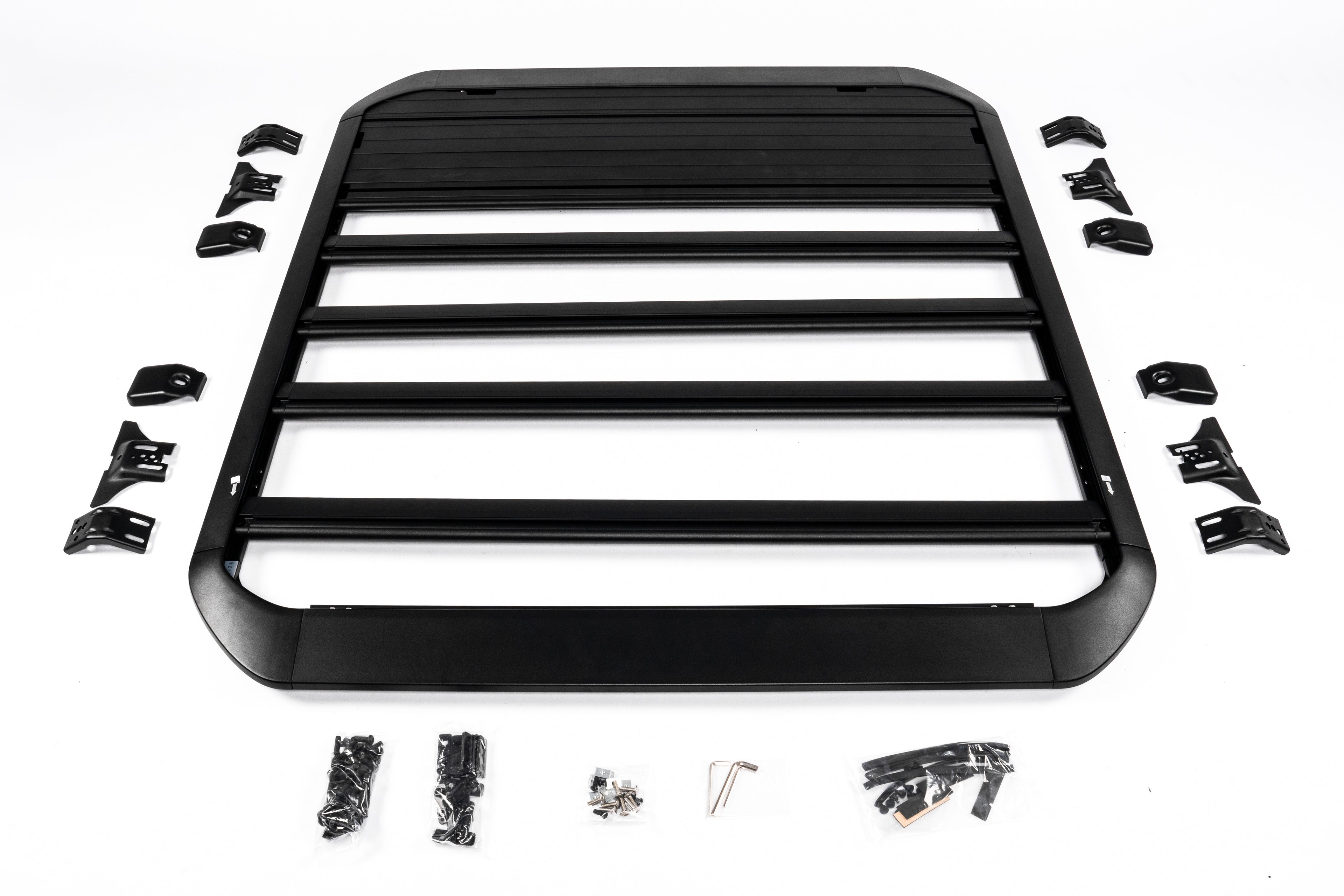 2018–2026 Jeep Wrangler JL and Gladiator JT aluminum aero roof rack on white background