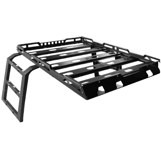 2018–2026 Jeep Wrangler JL and Gladiator JT Hurricane roof rack with side ladders on white background
