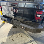 close-up of 2020–2026 Jeep Gladiator JT off-road rear bumper installed on vehicle