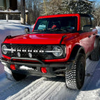 2021–2026 Ford Bronco modular front bumper front view installed on red Bronco