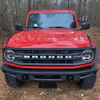 2021–2026 Ford Bronco modular front bumper front view installed on red Ford Bronco