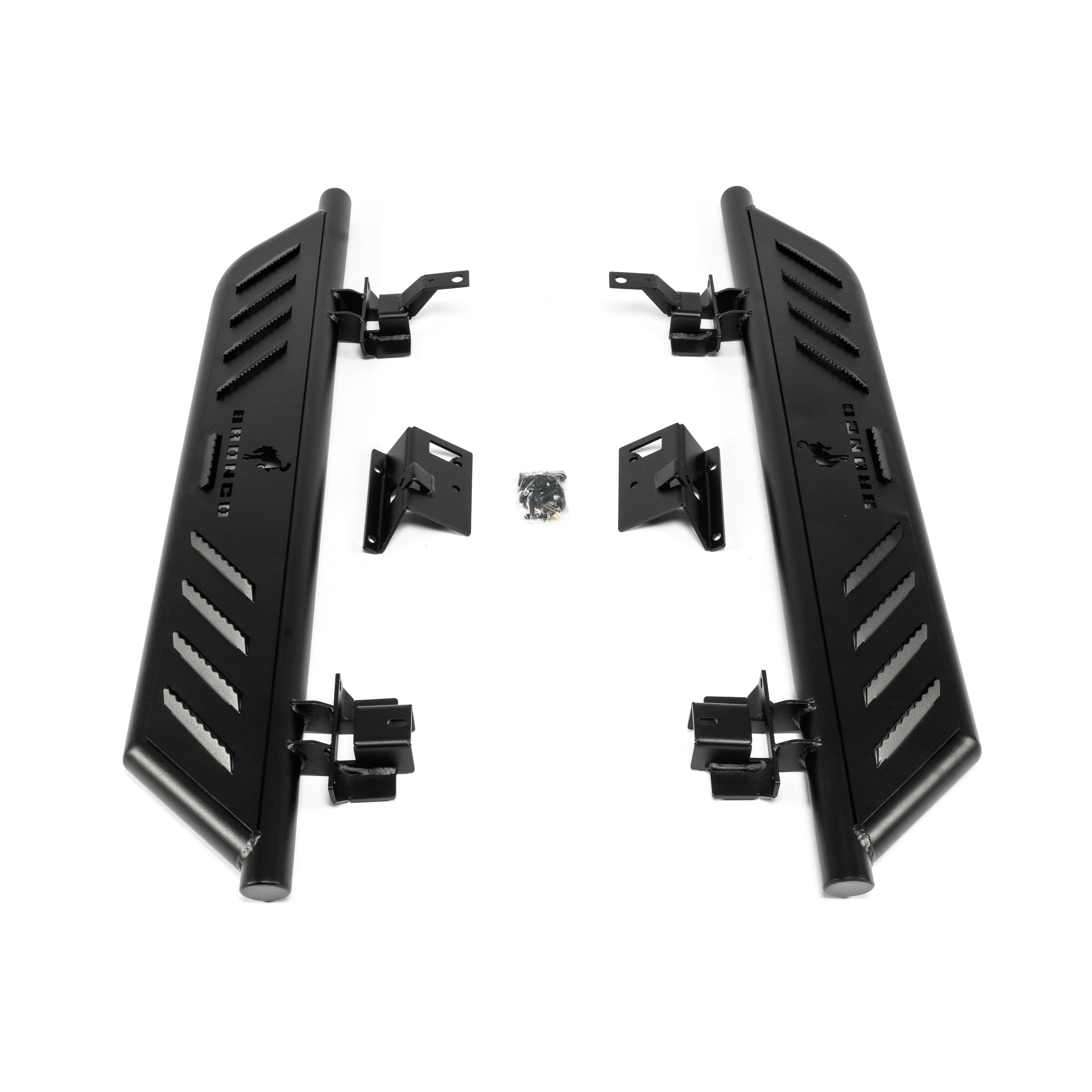 Side view of running boards for 2021-2025 Ford Bronco 2 door textured black