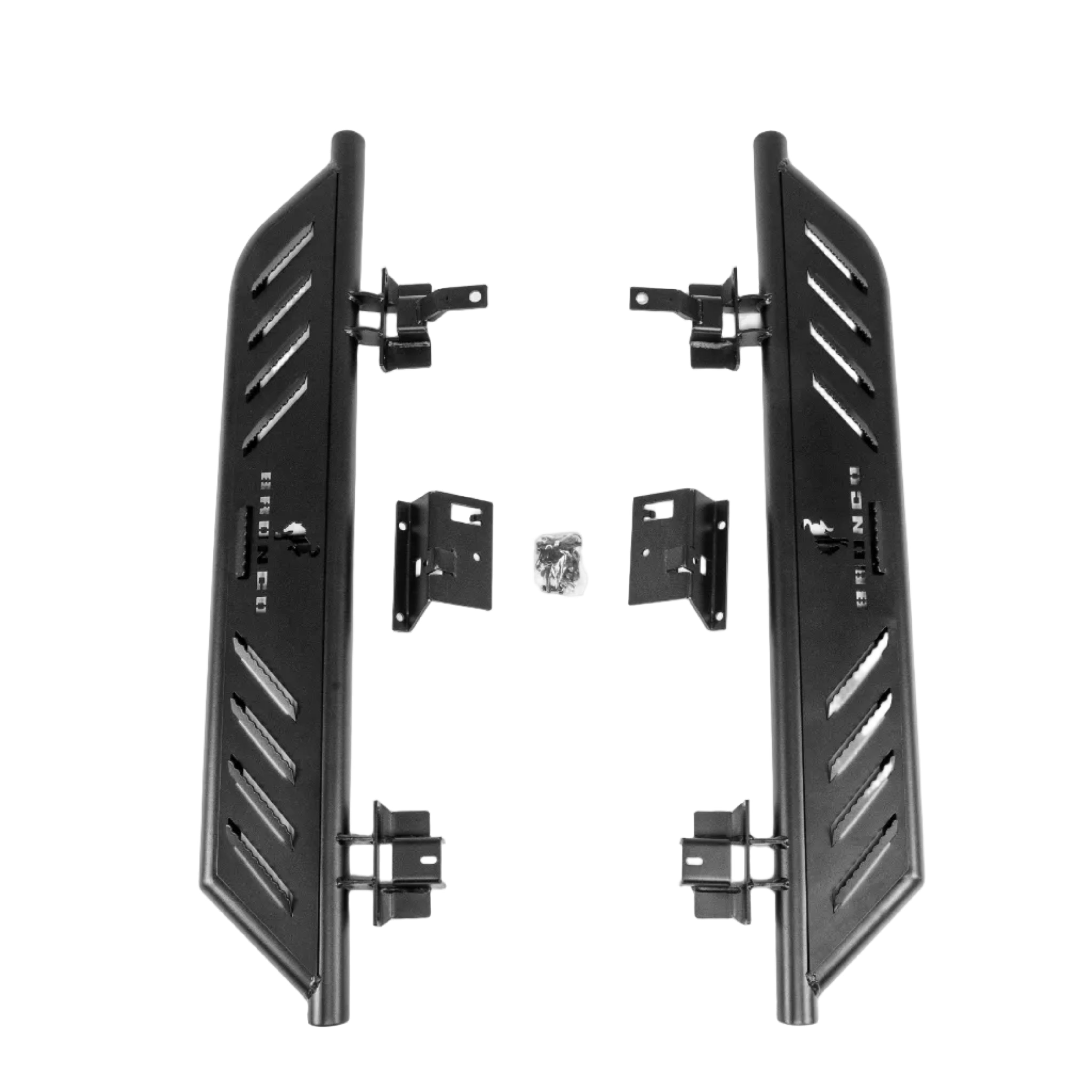 Top view of running boards for 2021-2025 Ford Bronco 2 door textured black